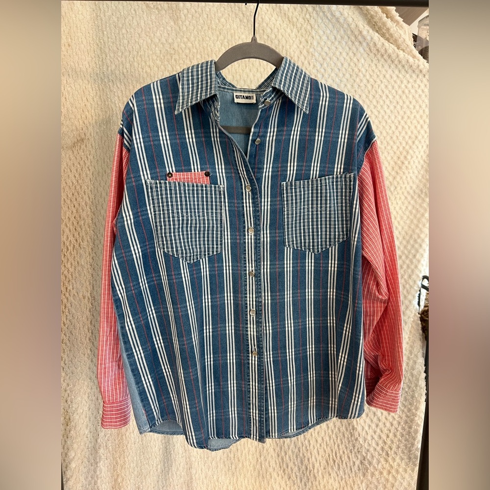 Vintage Women’s Gitano Patchwork Plaid* Button Up… - image 1